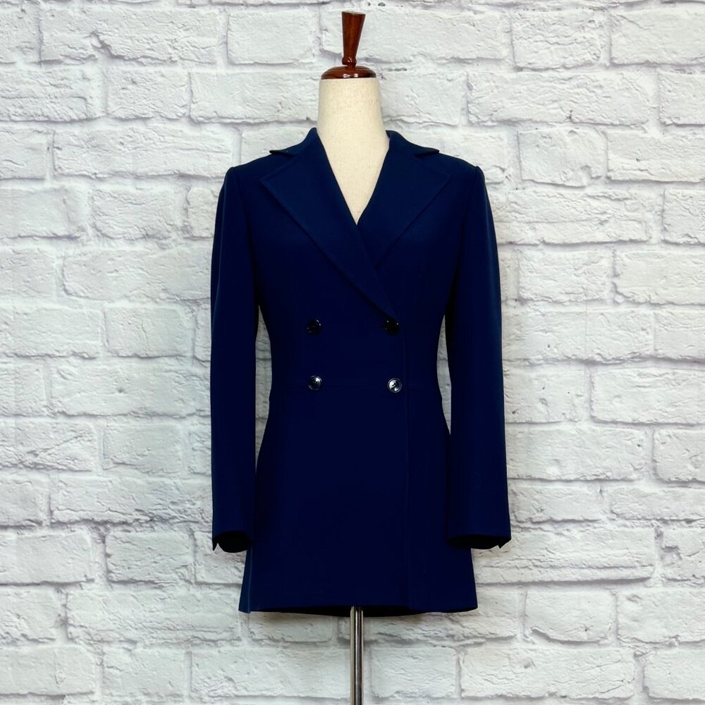 ICB Navy Blue Wool Double-Breasted Blazer